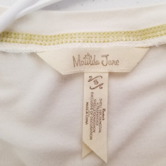 MATILDA Jane Small Ventriloquist Tunic Top Cream Green Roll Tab Sleeves Layered - Picture 4 of 11